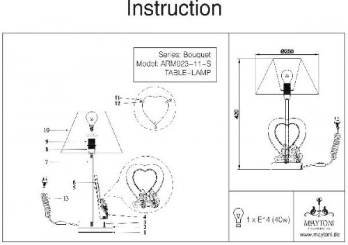 Интерьерная настольная лампа Bouquet ARM023-11-S