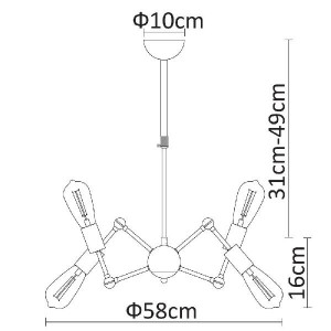 Подвесная люстра Roots A9190LM-6BK
