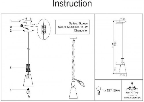 Подвесной светильник Bicones P359-PL-140-W