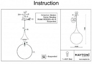 Подвесной светильник Dewdrop P225-PL-400-N