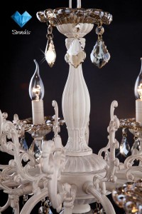 Подвесная люстра 3281 3281/8 белый с золотом/тонированный хрусталь Strotskis