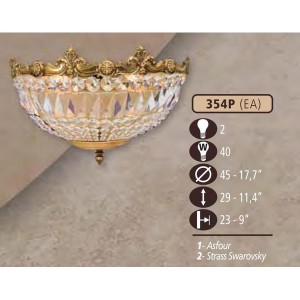 Настенный светильник 354P 354P/2 EA CRYSTAL ASFOUR