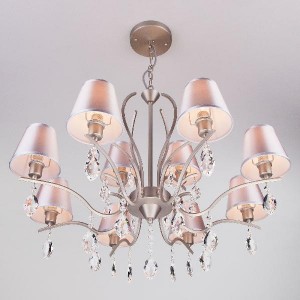 Подвесная люстра Aurelia 10089/12 сатин-никель/прозрачный хрусталь Strotskis