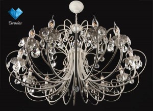 Подвесная люстра 3305 3305/12 белый с золотом/прозрачный хрусталь Strotskis