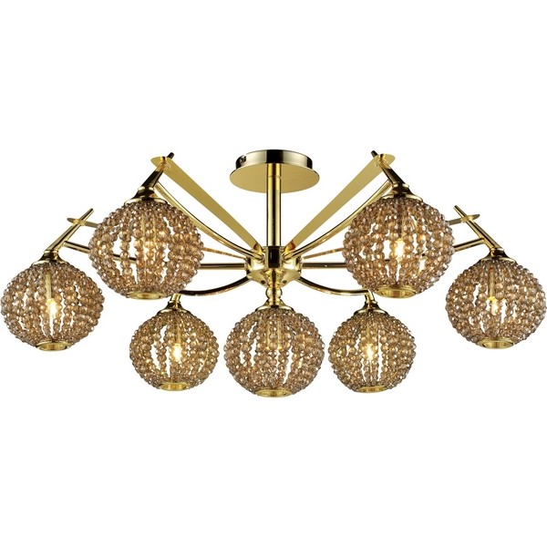 Потолочная люстра 917 917-07-33 gold + brown crystal Потолочная люстра 917 917-07-33 gold + brown crystal
