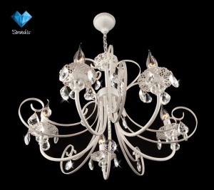 Подвесная люстра 3305 3305/5 белый с золотом/прозрачный хрусталь Strotskis