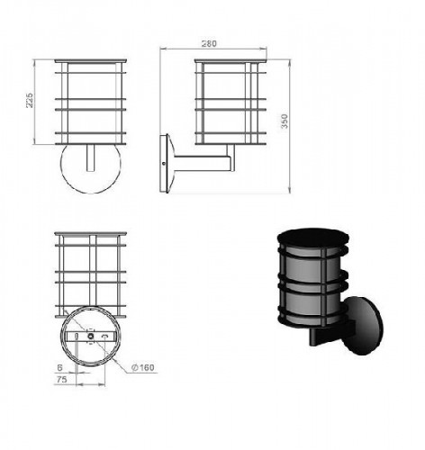 Настенный фонарь уличный Бордо 180-12/b-02