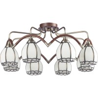 Потолочная люстра 607 607-08-53 antique brass + walnut + tiffany