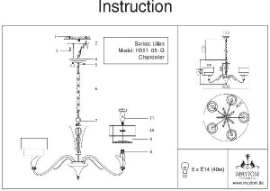 Подвесная люстра Lillian H311-05-G