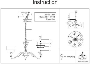 Подвесная люстра Lillian H311-07-G