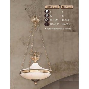 Подвесная люстра 274F 274F/2 AQ WHITE ALABASTER