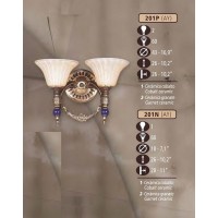 Бра 201P 201P/2 AY COBALT/GARNET CERAM. - AMBER CRYST.