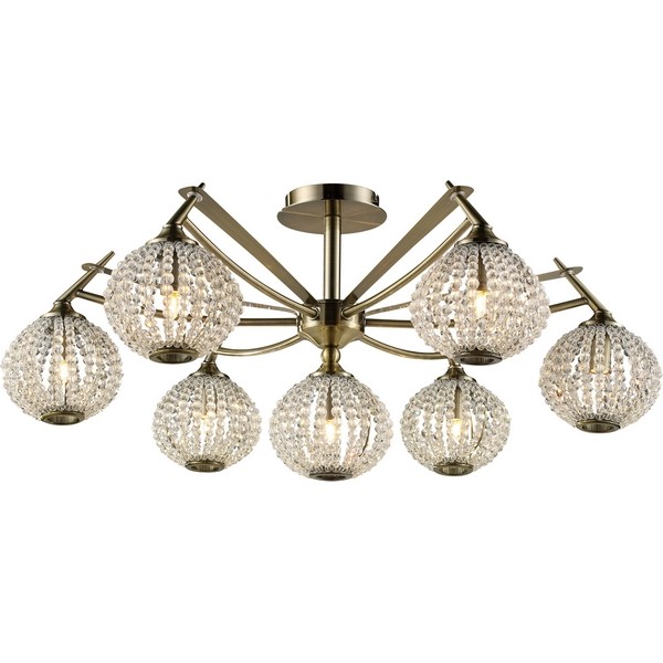 Потолочная люстра 917 917-07-53 antique brass + white crystal Потолочная люстра 917 917-07-53 antique brass + white crystal