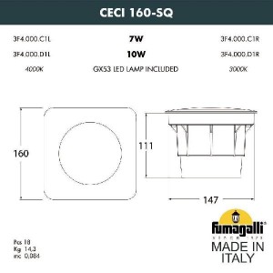 Встраиваемый светильник уличный CECI 3F4.000.000.AXD1L