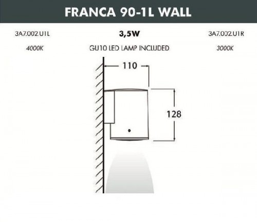 Настенный светильник уличный Franca 90 3A7.002.000.WXU1L