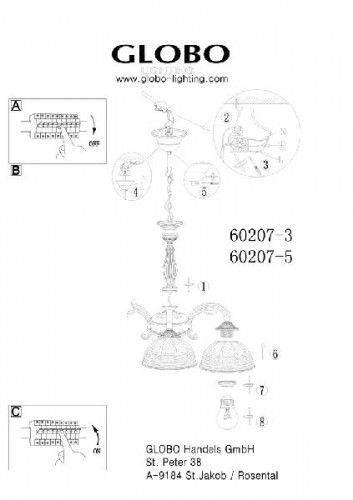 Подвесная люстра 60207-3 60207-3