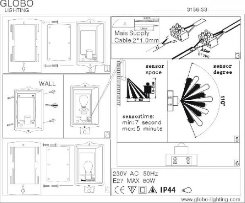 Настенный светильник уличный Orlando 3156-3S