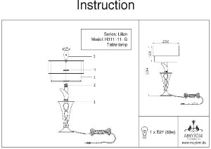 Интерьерная настольная лампа Lillian H311-11-G