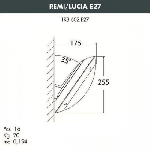 Настенный светильник уличный Lucia 1R3.602.000.WYE27