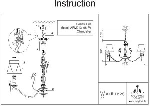 Подвесная люстра Bird ARM013-08-W
