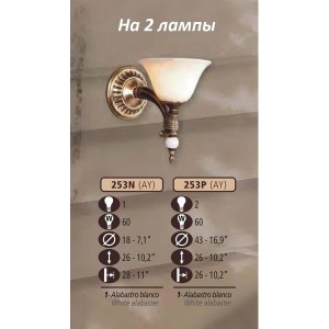 Бра 253P 253P/2 AY WHITE ALABASTER