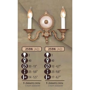 Бра 259N 259N/2 AQ CREAM ALABASTER