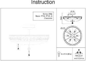 Потолочная люстра Ottilia DIA700-CL-06-G