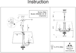Подвесная люстра Olivia ARM326-55-W