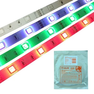 Светодиодная лента  ULS-Q214 5050-30LED/m-10mm-IP65-DC12V-7,2W/m-5M-RGB катушка в герметичной упаковке
