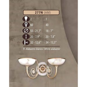 Бра 277N 277N/2 AM WHITE ALABASTER