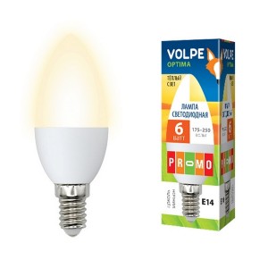 Лампочка светодиодная  LED-C37-6W/WW/E14/FR/O картон