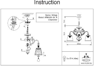 Подвесная люстра Vintage ARM420-05-R