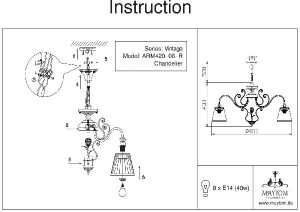 Подвесная люстра Vintage ARM420-08-R