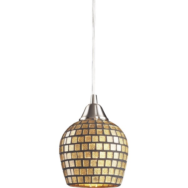 Подвесной светильник 528 528-1GLD satin nickel / gold leaf mosaic Подвесной светильник 528 528-1GLD satin nickel / gold leaf mosaic