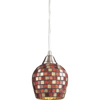 Подвесной светильник 528 528-1MLT satin nickel / multi color mosaic