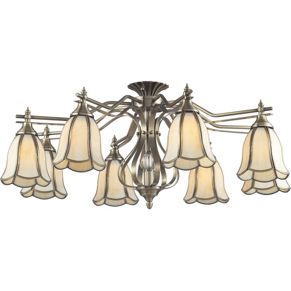 Потолочная люстра 662 662-08-52 antique brass + tiffany Потолочная люстра 662 662-08-52 antique brass + tiffany