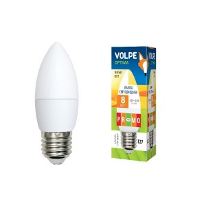 Лампочка светодиодная  LED-C37-8W/WW/E27/FR/O картон