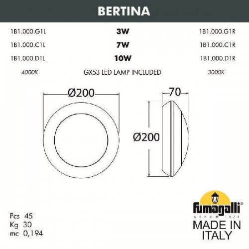 Настенный светильник уличный BERTINA 1B1.000.000.WYD1L