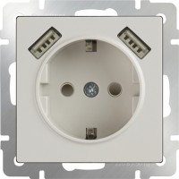 Розетка Слоновая кость WL03-SKGS-USBx2-IP20
