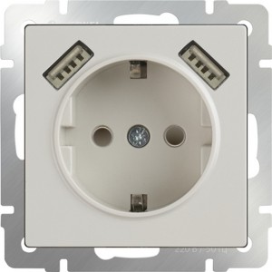 Розетка Слоновая кость WL03-SKGS-USBx2-IP20