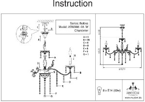 Подвесная люстра Bellona ARM386-08-W