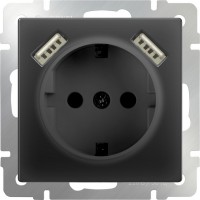Розетка Черный матовый WL08-SKGS-USBx2-IP20