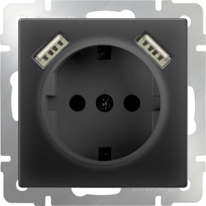 Розетка Черный матовый WL08-SKGS-USBx2-IP20