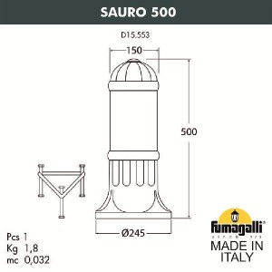 Наземный светильник Sauro D15.553.000.BXE27H.FRA