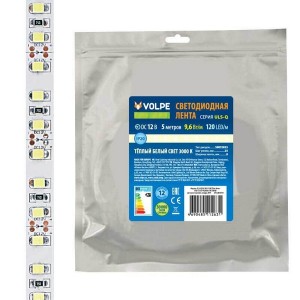 Светодиодная лента  ULS-Q330 2835-120LED/m-8mm-IP20-DC12V-9,6W/m-5M-3000K катушка в герметичной упаковке