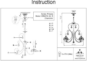 Подвесная люстра Princess ARM270-05-R