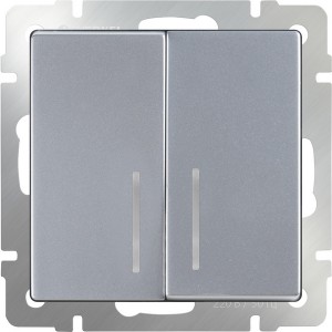 Выключатель Серебряный WL06-SW-2G-2W-LED