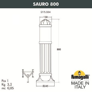 Наземный светильник Sauro D15.554.000.BXE27H.FRA
