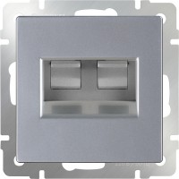 Розетка Серебряный WL06-RJ11+RJ45