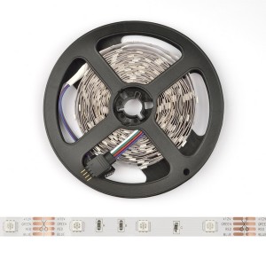 Светодиодная лента  ULS-Q911 5050-30LED/m-8mm-IP20-DC12V-7,2W/m-5M-RGB катушка в герметичной упаковке